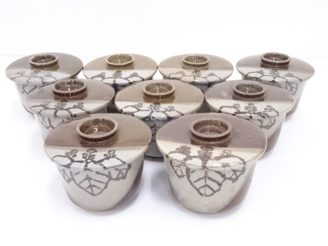 作家物　鉄絵蒸茶碗9客